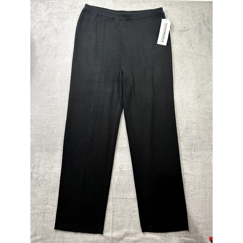 NWT Windridge Cheryl Nash Pull-On Rib Knit Straight Leg‎ Pants Size XL Black